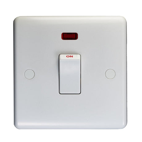 EuroLite Electrical White / 20Amp Switch with Neon Indicator / (With White Trim) Eurolite Enhance White Plastic 20Amp Switch with Neon Indicator - White