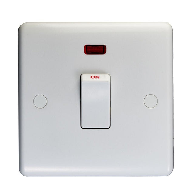 EuroLite Electrical White / 20Amp Switch with Neon Indicator / (With White Trim) Eurolite Enhance White Plastic 20Amp Switch with Neon Indicator - White