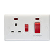 EuroLite Electrical White / 45Amp Switch with a Socket and Neon Indicator / (With White Trim) Eurolite Enhance White Plastic 45Amp Switch with a Socket and Neon Indicator - White