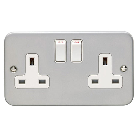 EuroLite Electrical Grey / 2 Gang Socket Eurolite Metal Clad 2 Gang Socket - Metal Clad