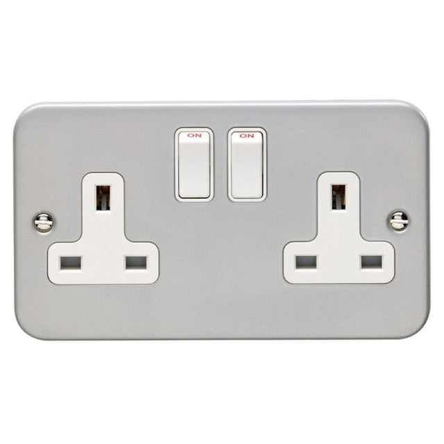 EuroLite Electrical Grey / 2 Gang Socket Eurolite Metal Clad 2 Gang Socket - Metal Clad