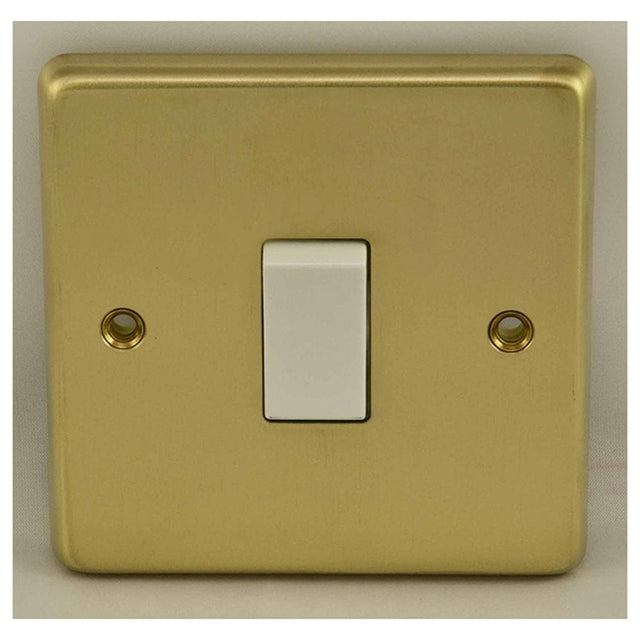 EuroLite Electrical Satin Brass / 1 Gang Switch / (With White Trim) Eurolite Stainless Steel 1 Gang Switch - Satin Brass (With White Trim)