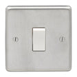 EuroLite Electrical Satin Stainless Steel / 1 Gang Switch / (With White Trim) Eurolite Stainless Steel 1 Gang Switch - Satin Stainless Steel (With White Trim)