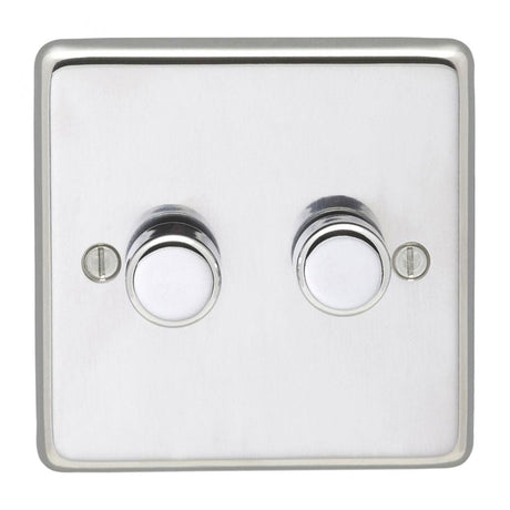EuroLite Electrical Polished Stainless Steel / 2 Gang Dimmer Eurolite Stainless Steel 2 Gang Dimmer - Polished Stainless Steel
