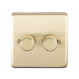 EuroLite Electrical Satin Brass / 2 Gang Dimmer Eurolite Stainless Steel 2 Gang Dimmer - Satin Brass