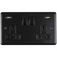 EuroLite Electrical Matt Black / 2 Gang USB Socket / (With Black Trim) Eurolite Stainless steel 2 Gang Usb Socket - Matt Black (With Black Trim)