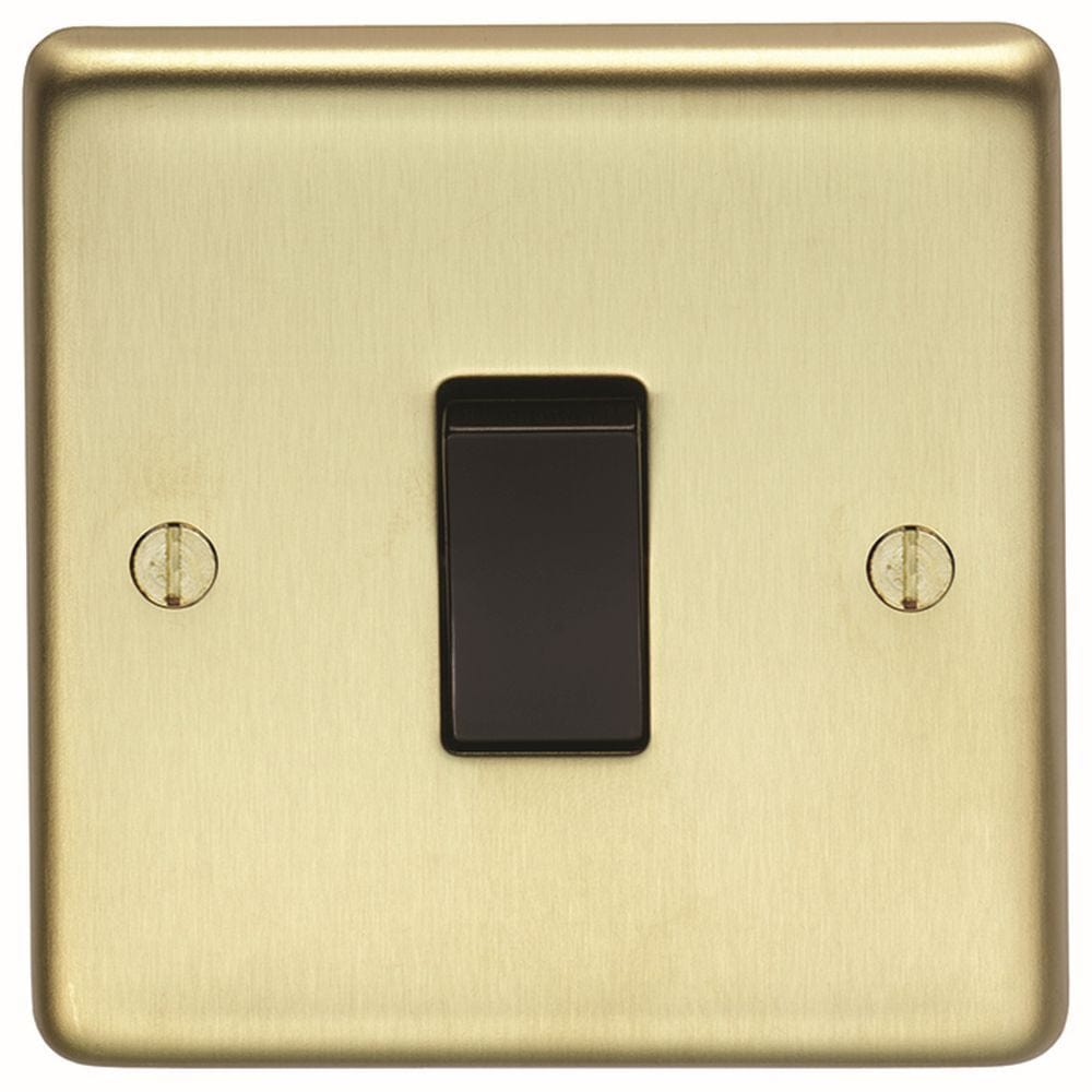 EuroLite Electrical Polished Stainless Steel / 20Amp Switch Eurolite Stainless Steel 20Amp Switch - Satin Brass (With Black Trim)