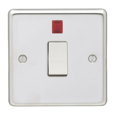 EuroLite Electrical Polished Stainless Steel / 20Amp Switch with Neon Indicator / (With White Trim) Eurolite Stainless Steel 20Amp Switch with Neon Indicator - Polished Stainless Steel (With White Trim)