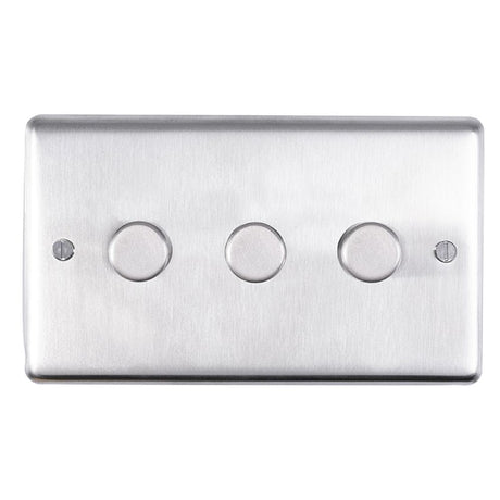EuroLite Electrical Satin Stainless Steel / 3 Gang Dimmer Eurolite Stainless Steel 3 Gang Dimmer - Satin Stainless Steel