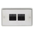 EuroLite Electrical EuroLite / Polished Stainless Steel / 4 Gang Switch Eurolite Stainless Steel 4 Gang Switch - Polished Stainless Steel (With Black Trim)