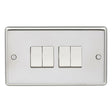 EuroLite Electrical Polished Stainless Steel / 4 Gang Switch / (With White Trim) Eurolite Stainless Steel 4 Gang Switch - Polished Stainless Steel (With White Trim)