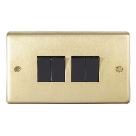 EuroLite Electrical Satin Brass / 4 Gang Switch / (With Black Trim) Eurolite Stainless Steel 4 Gang Switch - Satin Brass (With Black Trim)