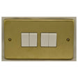 EuroLite Electrical Satin Brass / 4 Gang Switch / (With White Trim) Eurolite Stainless Steel 4 Gang Switch - Satin Brass (With White Trim)