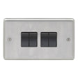 EuroLite Electrical Satin Stainless Steel / 4 Gang Switch / (With Black Trim) Eurolite Stainless Steel 4 Gang Switch - Satin Stainless Steel (With Black Trim)