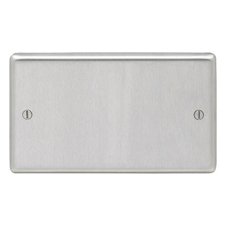 EuroLite Electrical Satin Stainless Steel / Double Blank Plate / (With Black Trim) Eurolite Stainless Steel Double Blank Plate - Satin Stainless Steel (With Black Trim)