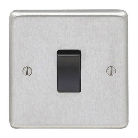 EuroLite Electrical Satin Stainless Steel / Intermediate Switch / (With Black Trim) Eurolite Stainless Steel Intermediate Switch - Satin Stainless Steel (With Black Trim)
