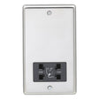 EuroLite Electrical Polished Stainless Steel / Shaver Socket / (With Black Trim) Eurolite Stainless Steel Shaver Socket - Polished Stainless Steel (With Black Trim)