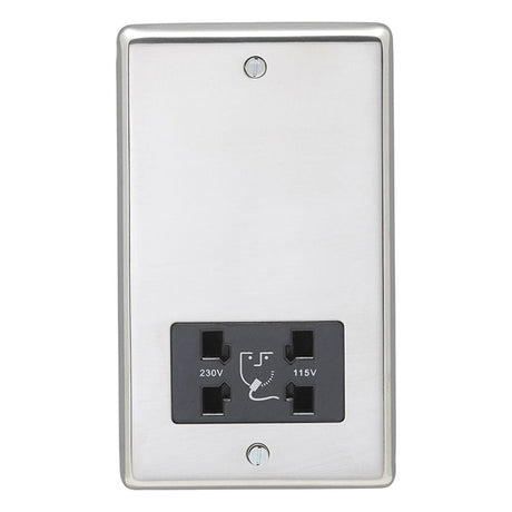 EuroLite Electrical Polished Stainless Steel / Shaver Socket / (With Black Trim) Eurolite Stainless Steel Shaver Socket - Polished Stainless Steel (With Black Trim)