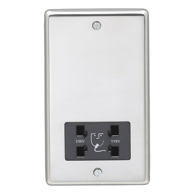 EuroLite Electrical Polished Stainless Steel / Shaver Socket / (With Black Trim) Eurolite Stainless Steel Shaver Socket - Polished Stainless Steel (With Black Trim)