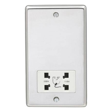 EuroLite Electrical Polished Stainless Steel / Shaver Socket / (With White Trim) Eurolite Stainless Steel Shaver Socket - Polished Stainless Steel (With White Trim)