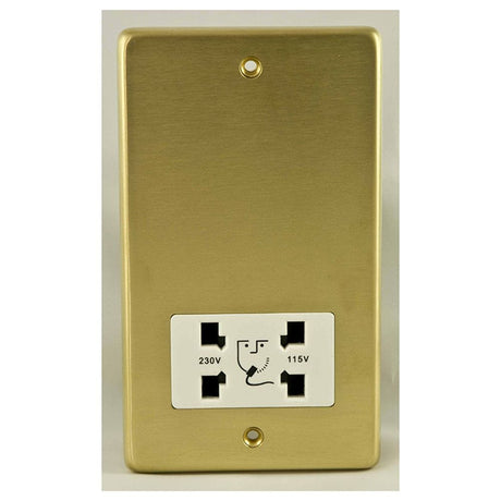 EuroLite Electrical Satin Brass / Shaver Socket / (With White Trim) Eurolite Stainless Steel Shaver Socket - Satin Brass (With White Trim)