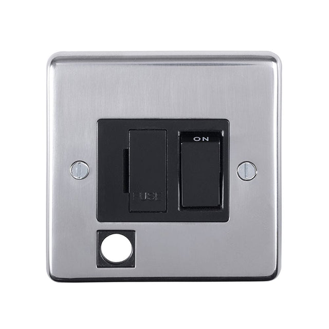 EuroLite Electrical EuroLite / Polished Stainless Steel / Switched Fuse Spur Eurolite Stainless Steel Switched Fuse Spur - Polished Stainless Steel (With Black Trim)