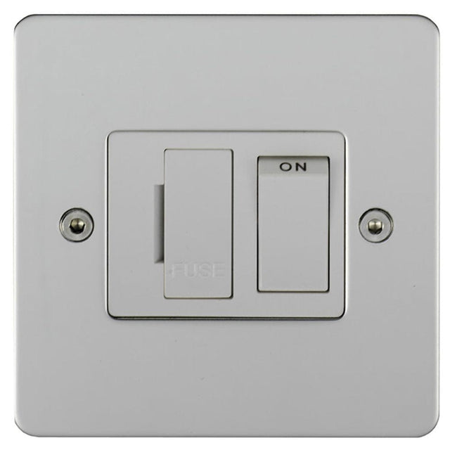 EuroLite Electrical Polished Stainless Steel / Switched Fuse Spur / (With White Trim) Eurolite Stainless Steel Switched Fuse Spur - Polished Stainless Steel (With White Trim)