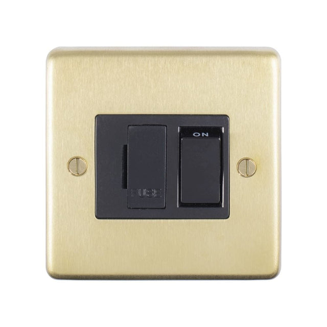 EuroLite Electrical Satin Brass / Switched Fuse Spur / (With Black Trim) Eurolite Stainless Steel Switched Fuse Spur - Satin Brass (With Black Trim)