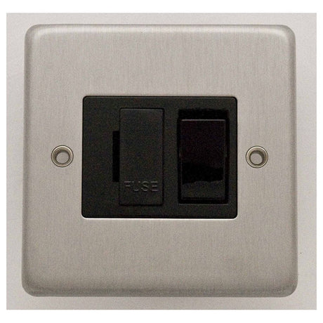 EuroLite Electrical Satin Stainless Steel / Switched Fuse Spur / (With Black Trim) Eurolite Stainless Steel Switched Fuse Spur - Satin Stainless Steel (With Black Trim)