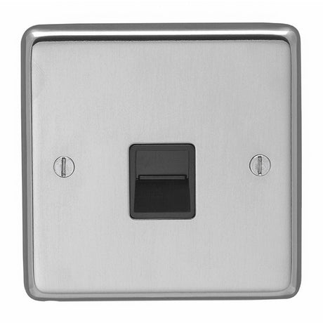 EuroLite Electrical Polished Stainless Steel / Telephone Master / (With Black Trim) Eurolite Stainless Steel Telephone Master - Polished Stainless Steel (With Black Trim)