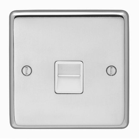 EuroLite Electrical Polished Stainless Steel / Telephone Master / (With White Trim) Eurolite Stainless Steel Telephone Master - Polished Stainless Steel (With White Trim)