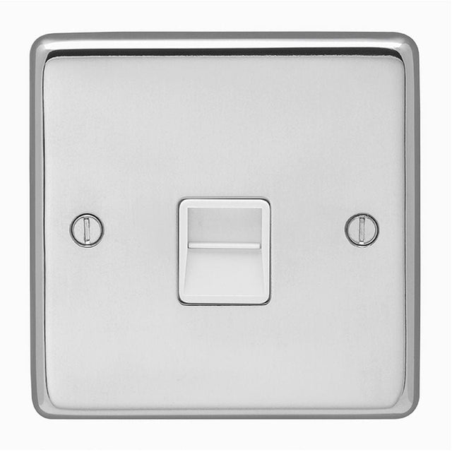 EuroLite Electrical Polished Stainless Steel / Telephone Master / (With White Trim) Eurolite Stainless Steel Telephone Master - Polished Stainless Steel (With White Trim)