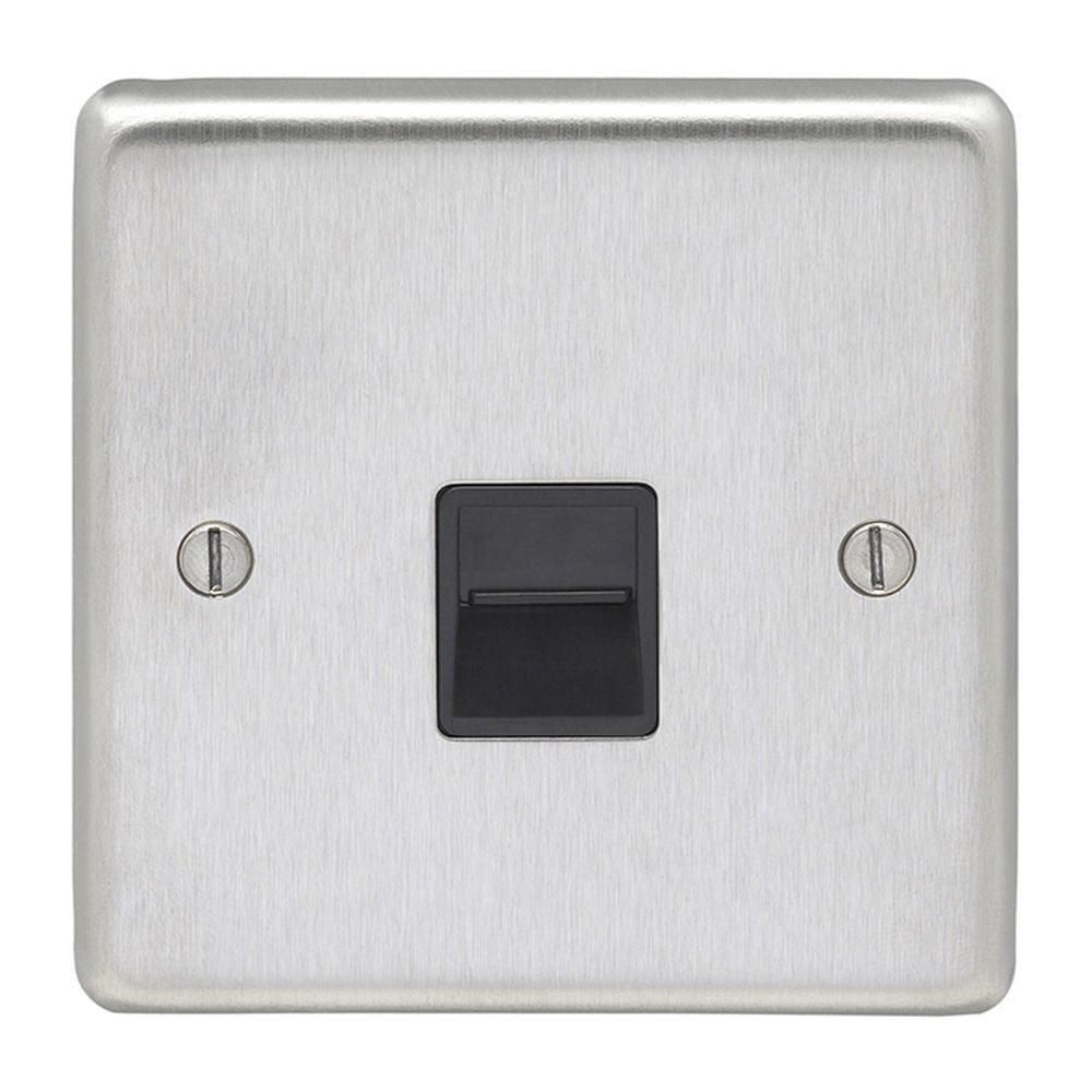 EuroLite Electrical Satin Stainless Steel / Telephone Master / (With Black Trim) Eurolite Stainless Steel Telephone Master - Satin Stainless Steel (With Black Trim)