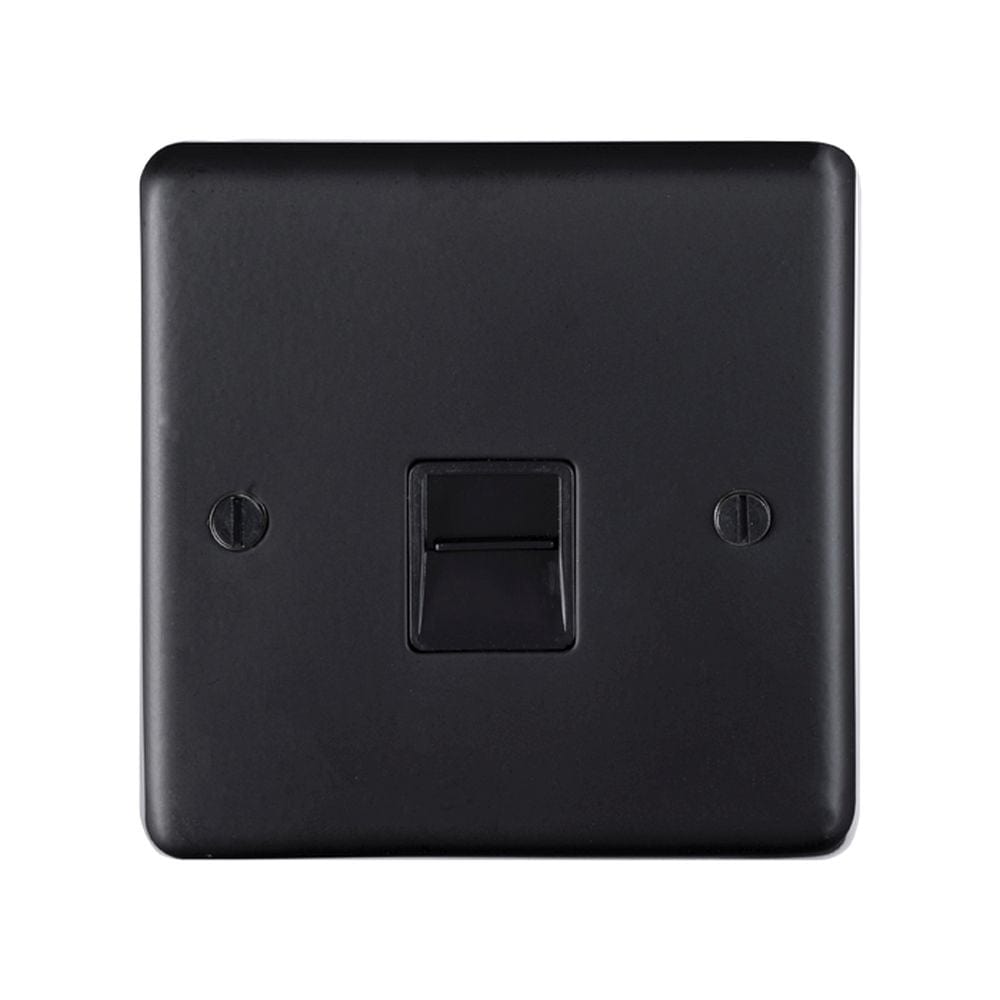 EuroLite Electrical Matt Black / Telephone Slave / (With Black Trim) Eurolite Stainless Steel Telephone Slave - Matt Black (With Black Trim)