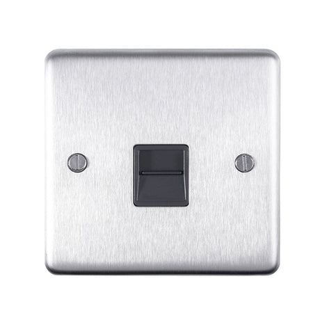 EuroLite Electrical Satin Stainless Steel / Telephone Slave / (With Black Trim) Eurolite Stainless Steel Telephone Slave - Satin Stainless Steel (With Black Trim)