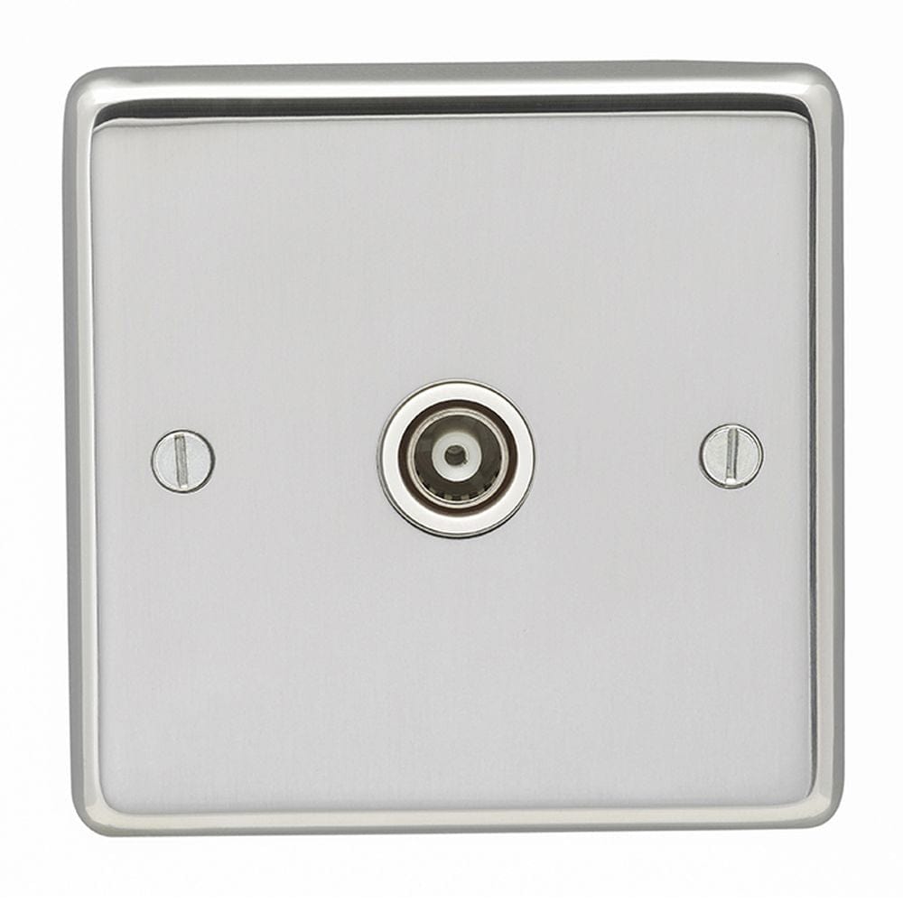 EuroLite Electrical Polished Stainless Steel / TV / (With White Trim) Eurolite Stainless Steel TV - Polished Stainless Steel (With White Trim)