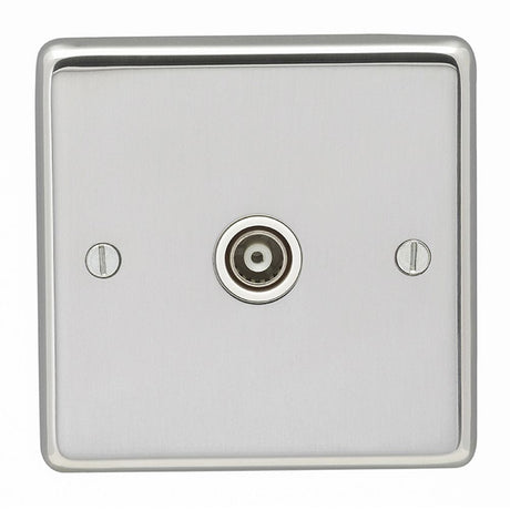 EuroLite Electrical Polished Stainless Steel / TV / (With White Trim) Eurolite Stainless Steel TV - Polished Stainless Steel (With White Trim)