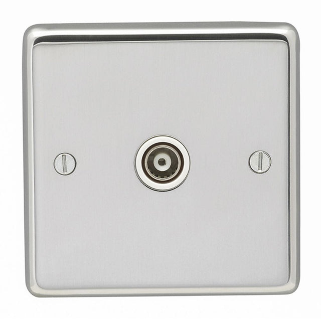 EuroLite Electrical Polished Stainless Steel / TV / (With White Trim) Eurolite Stainless Steel TV - Polished Stainless Steel (With White Trim)