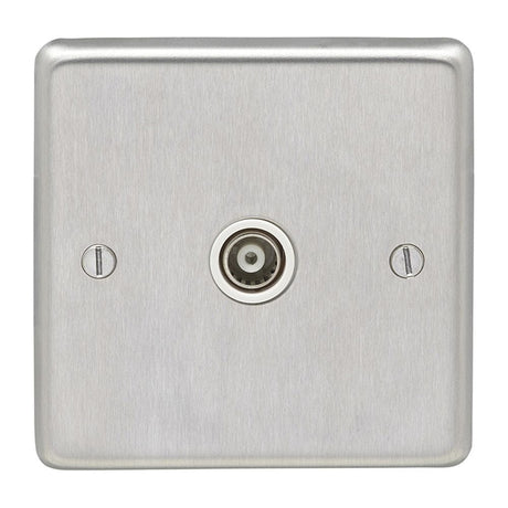 EuroLite Electrical Satin Stainless Steel / TV / (With White Trim) Eurolite Stainless Steel TV - Satin Stainless Steel (With White Trim)