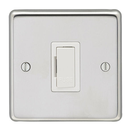 EuroLite Electrical Polished Stainless Steel / Unswitched Fuse Spur / (With White Trim) Eurolite Stainless Steel Unswitched Fuse Spur - Polished Stainless Steel (With White Trim)