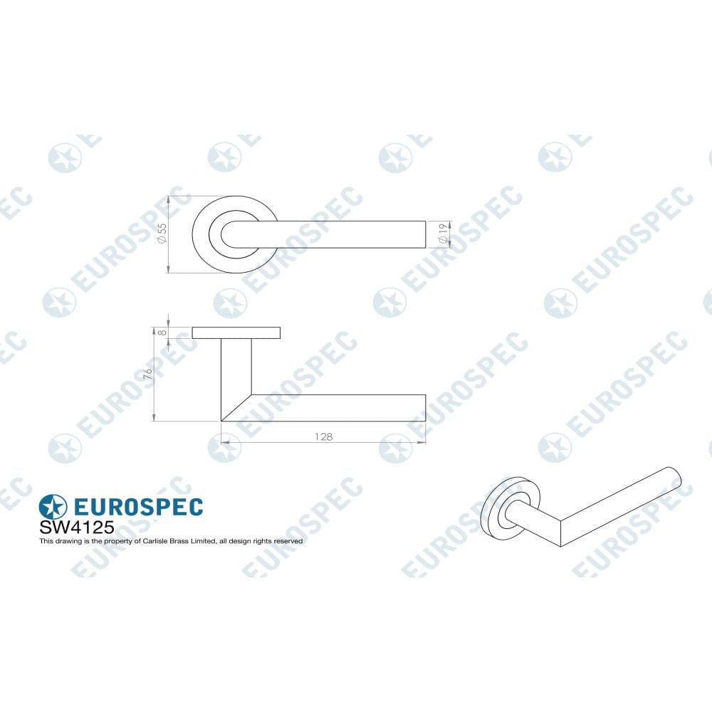 Eurospec Door Furniture Satin Stainless Steel / Round Rose Eurospec - 19mm Dia. Grade 4 Mitred Safety Lever on Round Rose - Satin Stainless