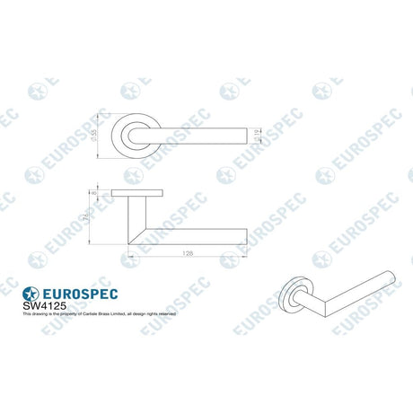 Eurospec Door Furniture Satin Stainless Steel / Round Rose Eurospec - 19mm Dia. Grade 4 Mitred Safety Lever on Round Rose - Satin Stainless