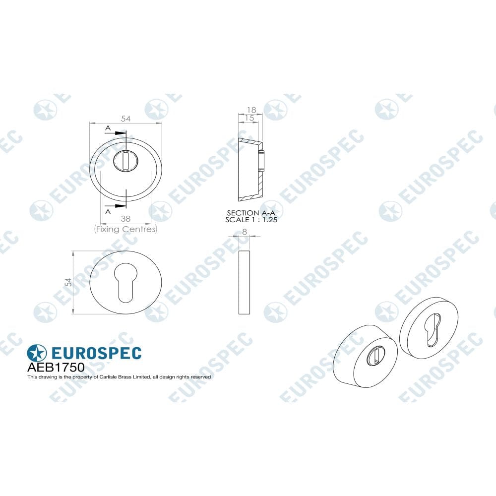 Eurospec Door Furniture Satin Stainless Steel / Euro Profile Escutcheons Eurospec - 2 Star Security Escutcheon Set