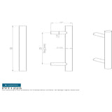 Eurospec Door Furniture Satin Stainless Steel Eurospec - 22mm Straight T Pull Handle 225mm Centres - Satin Stainless Steel