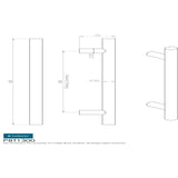 Eurospec Door Furniture Satin Stainless Steel / Pull Handles (Bolt Through) Eurospec - 25mm Straight T Pull Handle 300mm Centres - Satin Stainless Steel
