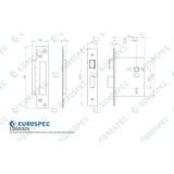 Eurospec Locks & Latches Satin Stainless Steel / 3 Lever Sashlocks / 2.5" / 65mm Eurospec - 3 Lever Sashlock 64mm - Satin Stainless Steel
