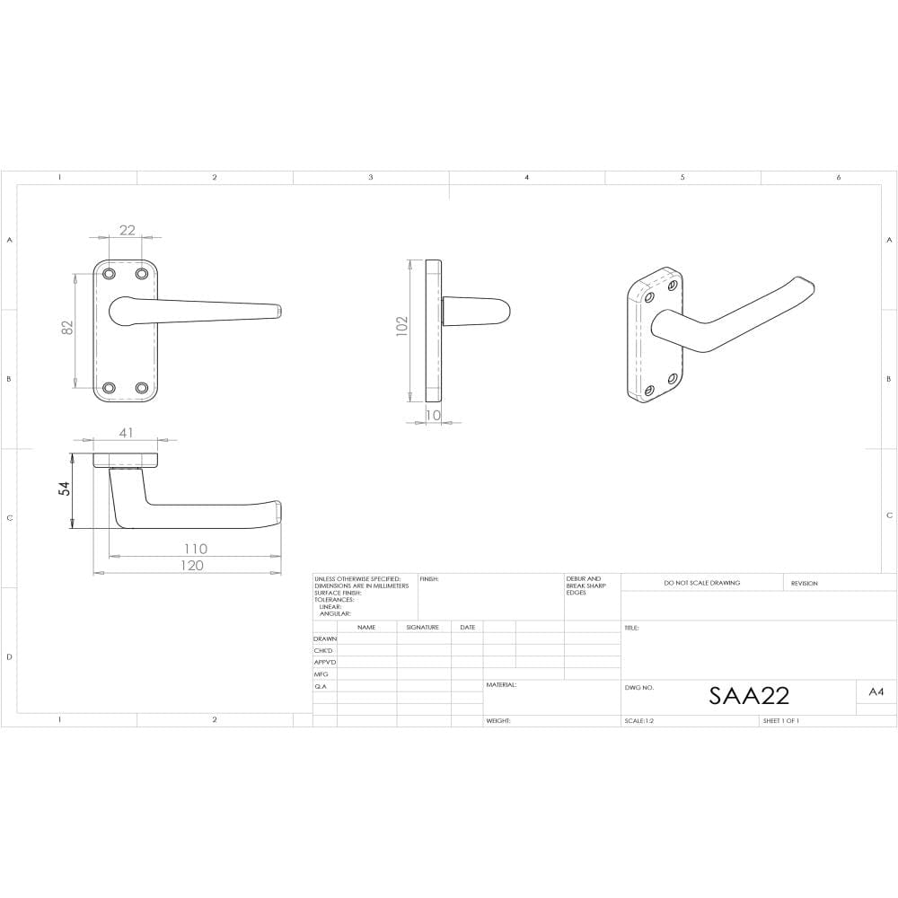 Eurospec Door Furniture Satin Anodised Aluminium / Latch Handles Eurospec - Aluminium Lever on Latch Backplate - Satin Anodised Aluminium
