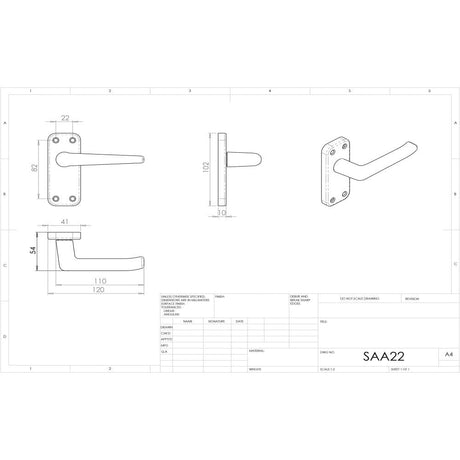 Eurospec Door Furniture Satin Anodised Aluminium / Latch Handles Eurospec - Aluminium Lever on Latch Backplate - Satin Anodised Aluminium