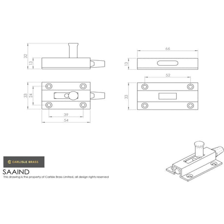 Eurospec Accessories Satin Anodised Aluminium / Yes Eurospec - Aluminium Toilet Indicator Bolt - Satin Anodised Aluminium
