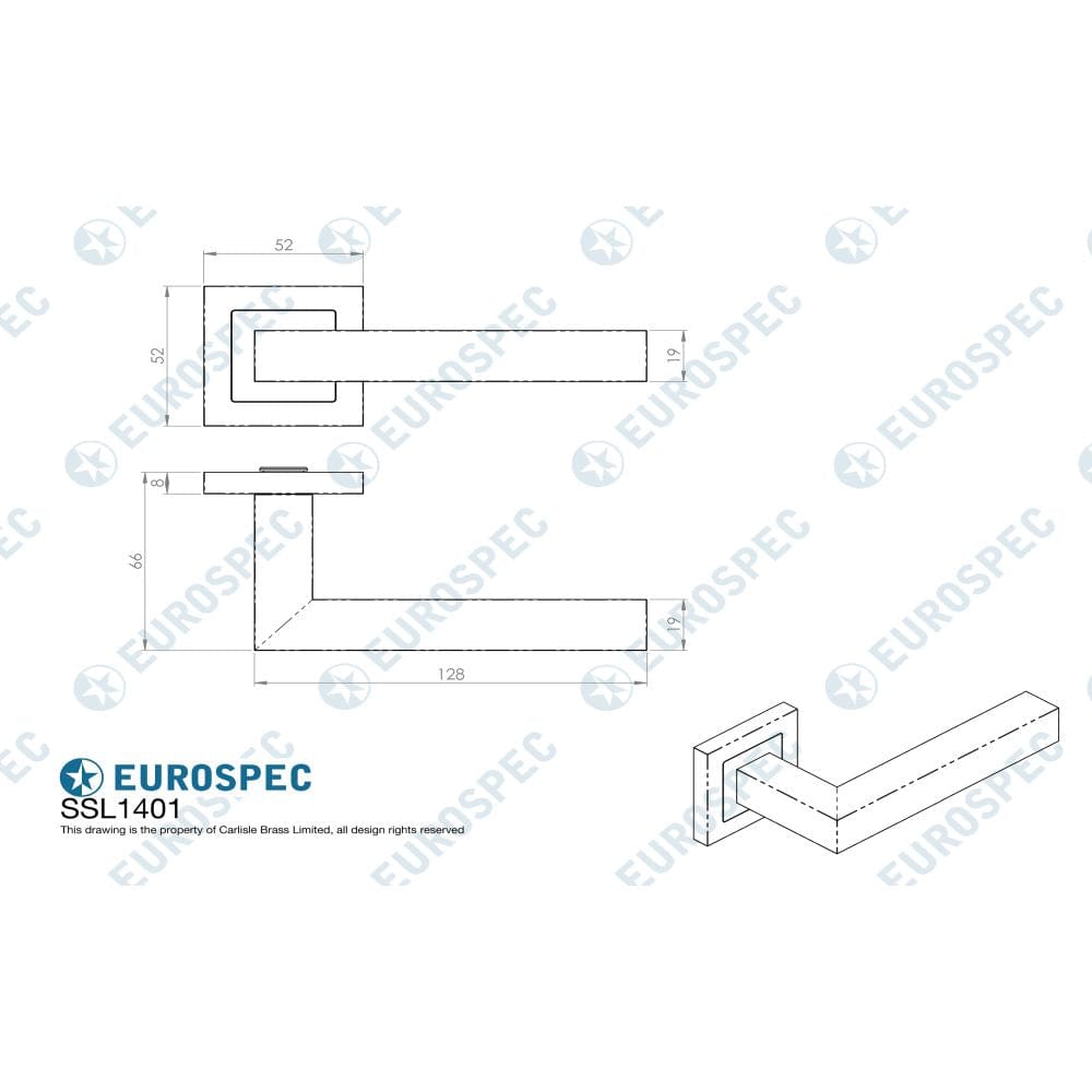 Eurospec Door Furniture Matt Black / Square Rose Eurospec - Alvar Designer Lever on Sprung Square Rose - Matt Black
